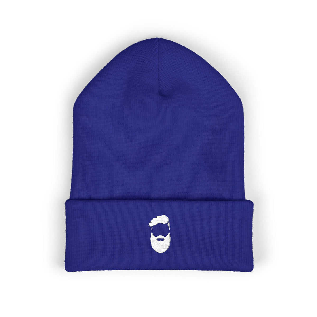 Embroidered Beard Logo Cuffed Beanie — Men's Minimalist Knit Hat