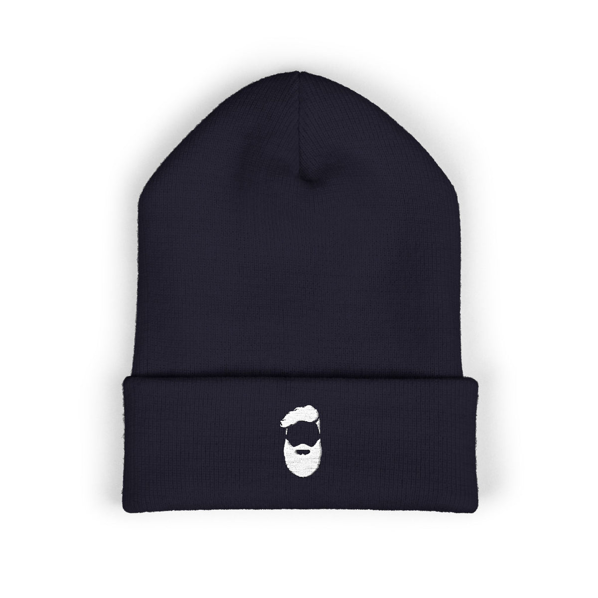 Embroidered Beard Logo Cuffed Beanie — Men's Minimalist Knit Hat