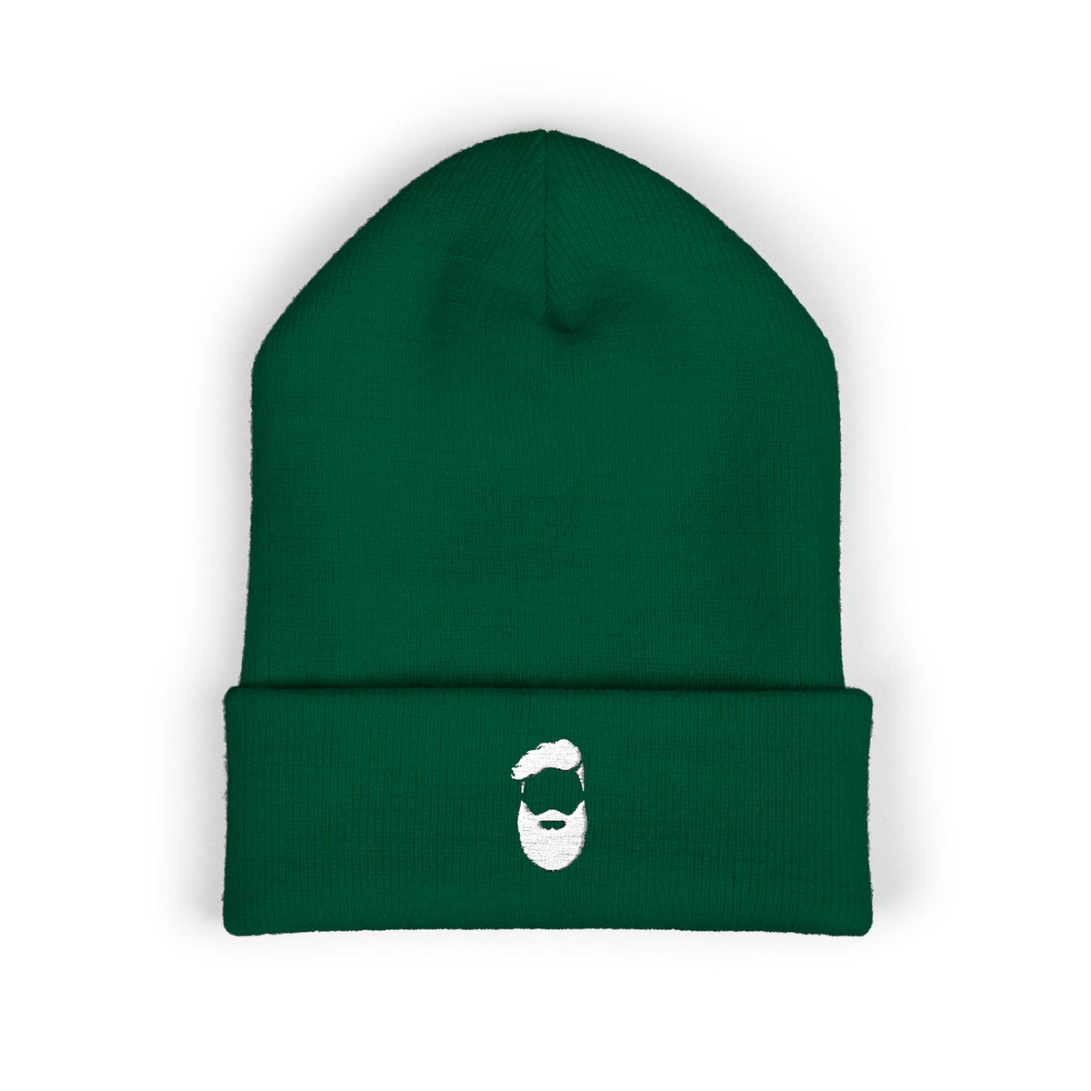 Embroidered Beard Logo Cuffed Beanie — Men's Minimalist Knit Hat