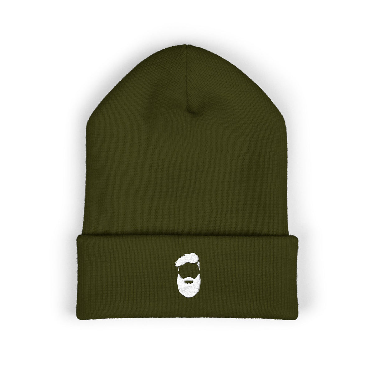 Embroidered Beard Logo Cuffed Beanie — Men's Minimalist Knit Hat