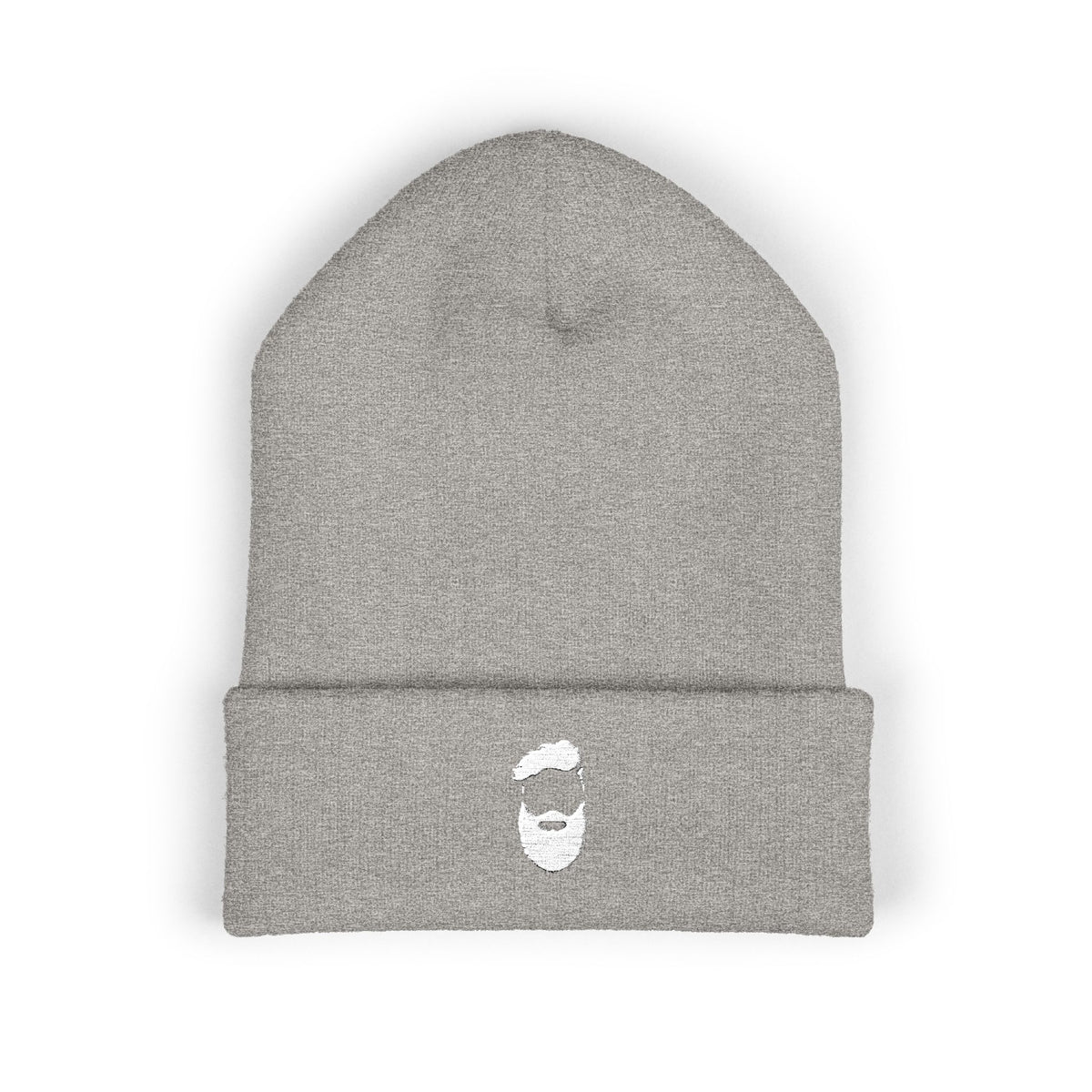 Embroidered Beard Logo Cuffed Beanie — Men's Minimalist Knit Hat